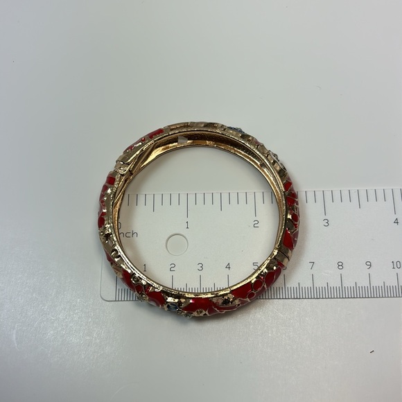New Handcrafted Cloisonne Bangle Bracelets Golden Enamel Metal Handcuff - Picture 4 of 4